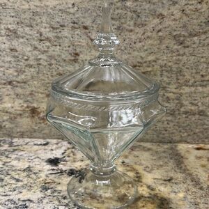 Depression Glass w/Bluish Tint - Candy Dish with Cover, VINTAGE!